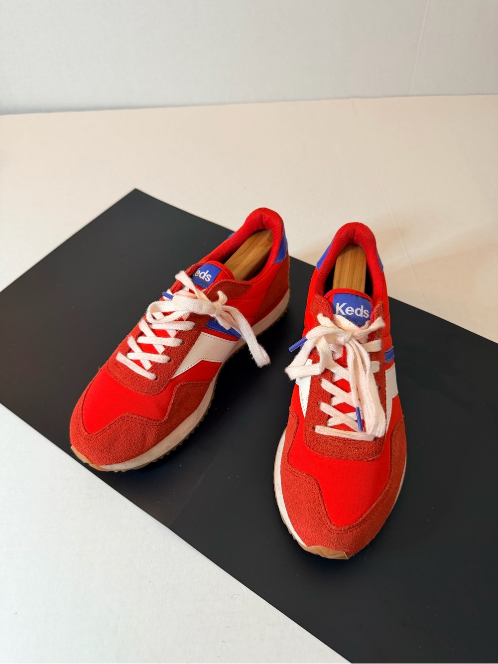 Keds Retro Rena Red, White, & Blue 70’s Suede Leather Lace-Up Sneakers Size 6.5